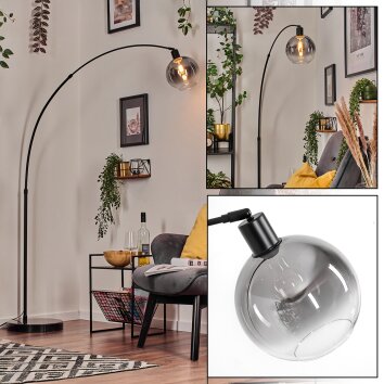 Koyoto lampa stojąca, lampa podłogowa łukowa czarny, 1-punktowy