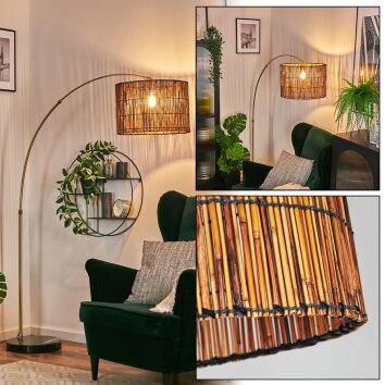 Cando lampa stojąca, lampa podłogowa łukowa mosiądz, czarny, 1-punktowy