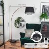 Bassagoda lampa stojąca, lampa podłogowa łukowa miedziany, czarny, 1-punktowy, abażur materiałowy