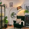 Bassagoda lampa stojąca, lampa podłogowa łukowa miedziany, czarny, 1-punktowy, abażur materiałowy