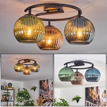Koyoto Lampa sufitowa, Kula świetlna 37 cm Niebeieski, Zielony, W kolorze miedzi, 3-punktowe Koyoto Lampa sufitowa, Kula świetlna 37 cm Niebeieski, Zielony, W kolorze miedzi, 3-punktowe