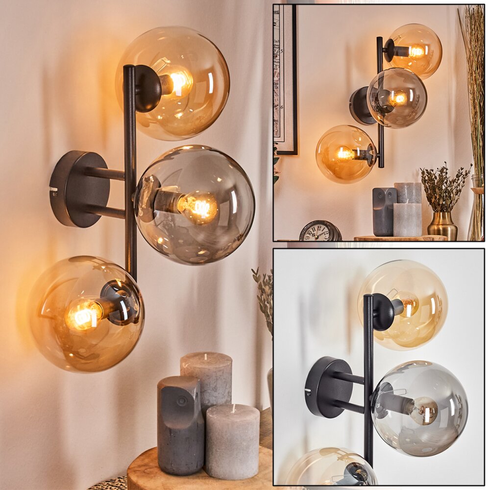 Gastor Kula świetlna, Lampa ścienna W kolorze bursztynu, Przydymiony, 3-punktowe main product photo