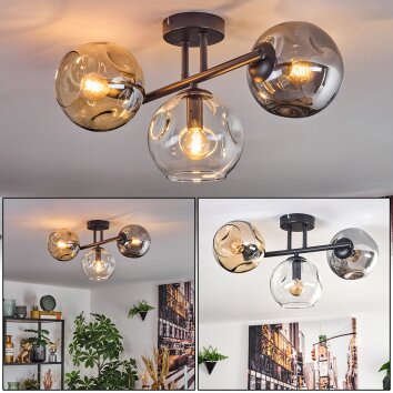 Ripoll Lampa sufitowa, Kula świetlna W kolorze bursztynu, Przezroczysty, Przydymiony, 3-punktowe