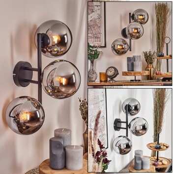 Gastor Kula świetlna, Lampa ścienna Chrom, Przydymiony, 3-punktowe
