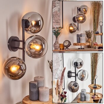 Gastor Kula świetlna, Lampa ścienna Chrom, Przezroczysty, Przydymiony, 3-punktowe
