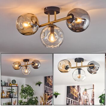 Ripoll Lampa sufitowa, Kula świetlna Złoty, Czarny, 3-punktowe Ripoll Lampa sufitowa, Kula świetlna Złoty, Czarny, 3-punktowe