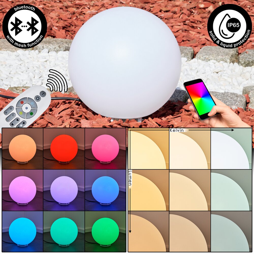 Ilorn Kula świetlna, Lampa na cokół, Oświetlenie ścieżek LED Biały, 1-punktowy, Zdalne sterowanie main product photo