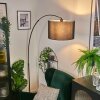 Soungou lampa stojąca, lampa podłogowa łukowa czarny, 1-punktowy, abażur materiałowy