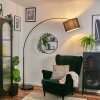 Soungou lampa stojąca, lampa podłogowa łukowa czarny, 1-punktowy, abażur materiałowy