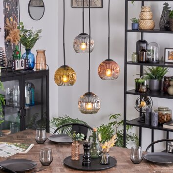 Ripoll lampa wisząca, kula świetlna, lampa wisząca kaskadowa złoty, przezroczysty, miedziany, przydymiony, 4-punktowe