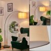 Soungou lampa stojąca, lampa podłogowa łukowa chrom, czarny, 1-punktowy, abażur z materiału