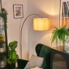Soungou lampa stojąca, lampa podłogowa łukowa chrom, czarny, 1-punktowy, abażur z materiału
