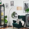Soungou lampa stojąca, lampa podłogowa łukowa chrom, czarny, 1-punktowy, abażur z materiału