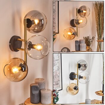 Koyoto Kula świetlna, Lampa ścienna Złoty, Czarny, 3-punktowe