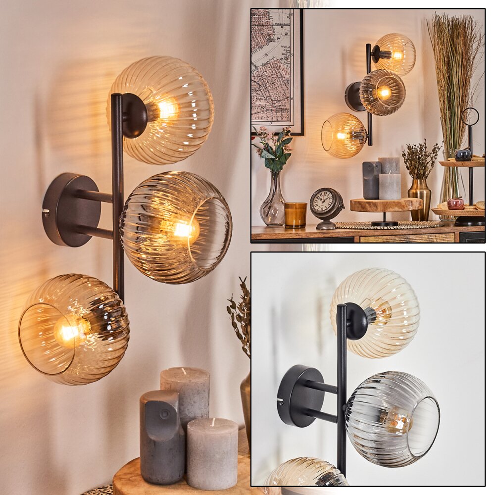 Koyoto Kula świetlna, Lampa ścienna W kolorze bursztynu, Przezroczysty, Przydymiony, 3-punktowe main product photo