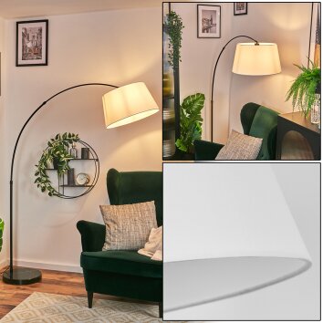 Bassagoda lampa stojąca, lampa podłogowa łukowa czarny, 1-punktowy, abażur z materiału