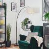 Bassagoda lampa stojąca, lampa podłogowa łukowa chrom, czarny, 1-punktowy, abażur materiałowy