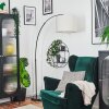 Bassagoda lampa stojąca, lampa podłogowa łukowa chrom, czarny, 1-punktowy, abażur materiałowy