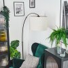 Bassagoda lampa stojąca, lampa podłogowa łukowa chrom, czarny, 1-punktowy, abażur materiałowy