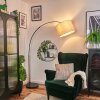 Bassagoda lampa stojąca, lampa podłogowa łukowa chrom, czarny, 1-punktowy, abażur materiałowy