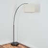 Bassagoda lampa stojąca, lampa podłogowa łukowa chrom, czarny, 1-punktowy, abażur materiałowy