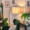 Bassagoda lampa stojąca, lampa podłogowa łukowa chrom, czarny, 1-punktowy, abażur materiałowy