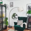 Bassagoda lampa stojąca, lampa podłogowa łukowa chrom, czarny, 1-punktowy, abażur materiałowy