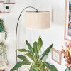 Bassagoda lampa stojąca, lampa podłogowa łukowa chrom, czarny, 1-punktowy, abażur materiałowy