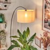 Bassagoda lampa stojąca, lampa podłogowa łukowa chrom, czarny, 1-punktowy, abażur materiałowy