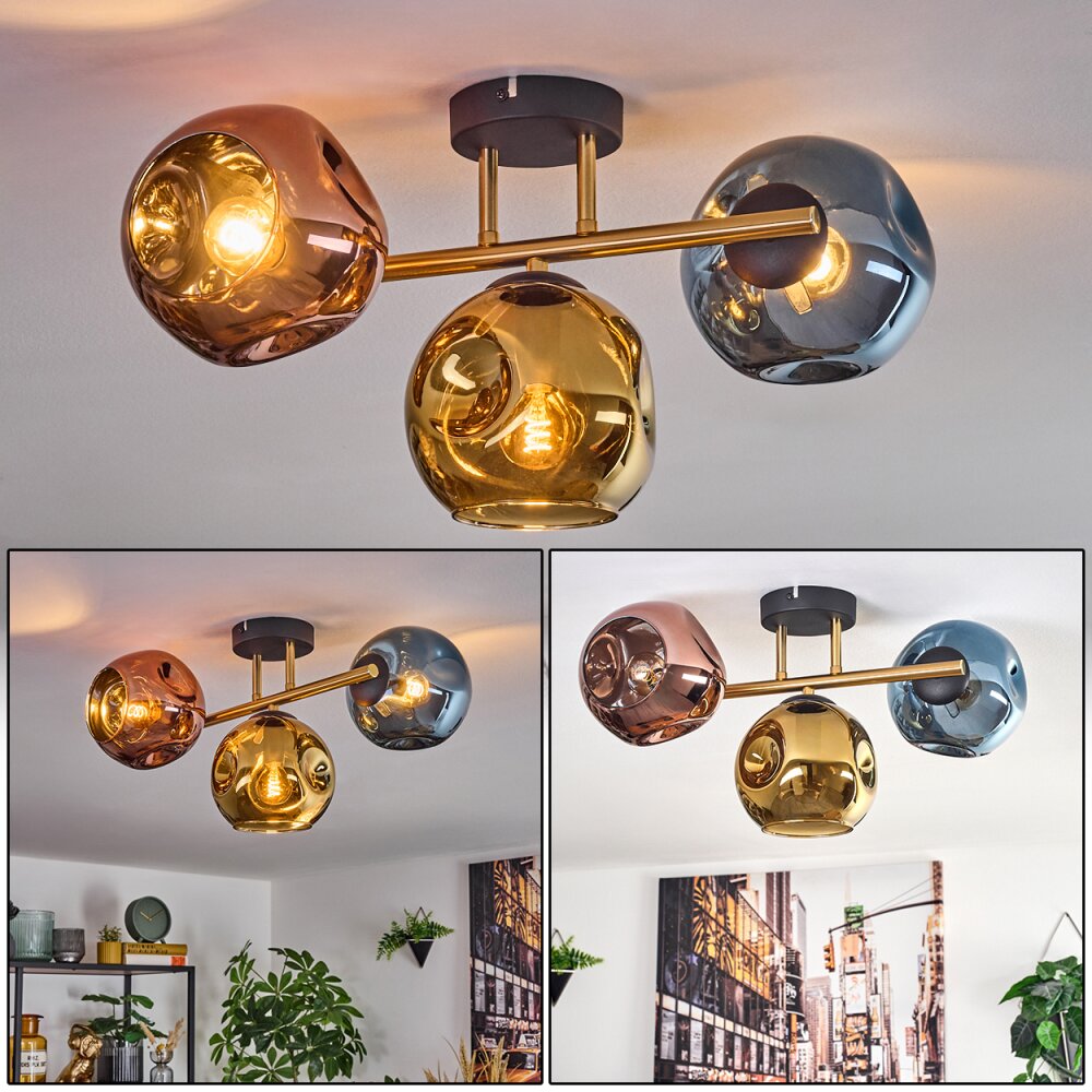 Ripoll Lampa sufitowa, Kula świetlna Złoty, Czarny, 3-punktowe main product photo