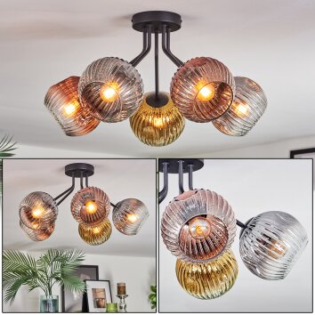 Ripoll Lampa sufitowa, Kula świetlna Złoty, Przezroczysty, W kolorze miedzi, Przydymiony, 5-punktowe
