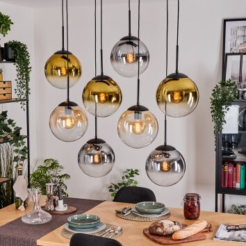 Gastor Lampa wisząca, Kula świetlna, Lampa wisząca W kolorze bursztynu, Złoty, Przezroczysty, Przydymiony, 8-punktowe Gastor Lampa wisząca, Kula świetlna, Lampa wisząca W kolorze bursztynu, Złoty, Przezroczysty, Przydymiony, 8-punktowe