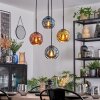 Ripoll lampa wisząca, kula świetlna, lampa wisząca kaskadowa niebeieski, złoty, miedziany, 4-punktowe