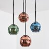 Ripoll lampa wisząca, kula świetlna, lampa wisząca kaskadowa niebeieski, zielony, miedziany, 4-punktowe