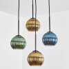 Koyoto lampa wisząca, kula świetlna, lampa wisząca kaskadowa niebeieski, złoty, zielony, 4-punktowe