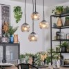 Ripoll lampa wisząca, kula świetlna, lampa wisząca kaskadowa chrom, przezroczysty, przydymiony, 4-punktowe
