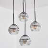 Ripoll lampa wisząca, kula świetlna, lampa wisząca kaskadowa chrom, przezroczysty, przydymiony, 4-punktowe