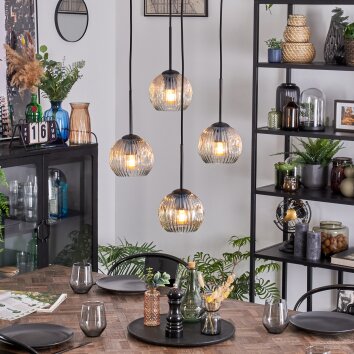 Ripoll lampa wisząca, kula świetlna, lampa wisząca kaskadowa bursztynowy, przezroczysty, 4-punktowe