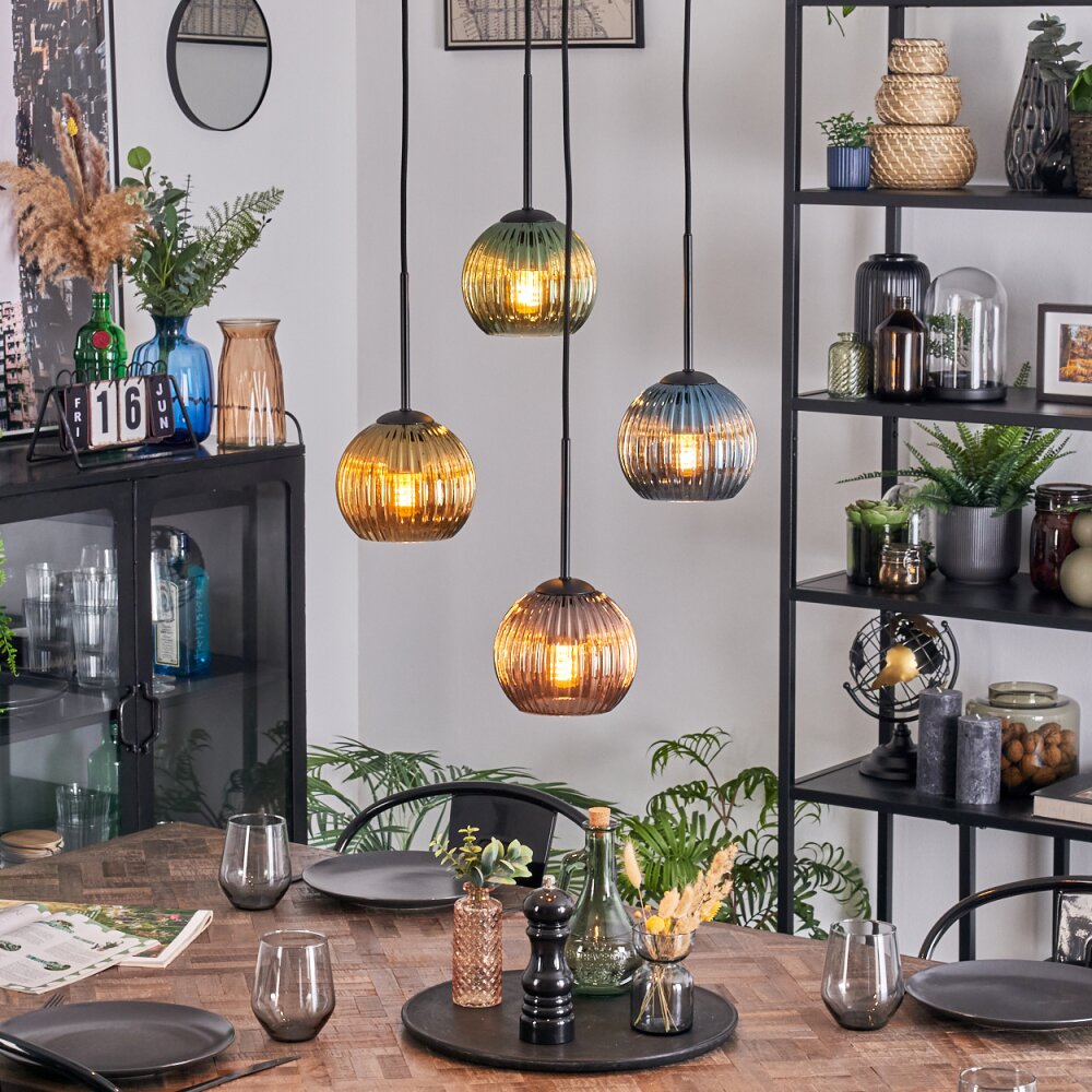Koyoto Lampa wisząca, Kula świetlna, Lampa wiszącego klastra Niebeieski, Złoty, Zielony, W kolorze miedzi, 4-punktowe main product photo