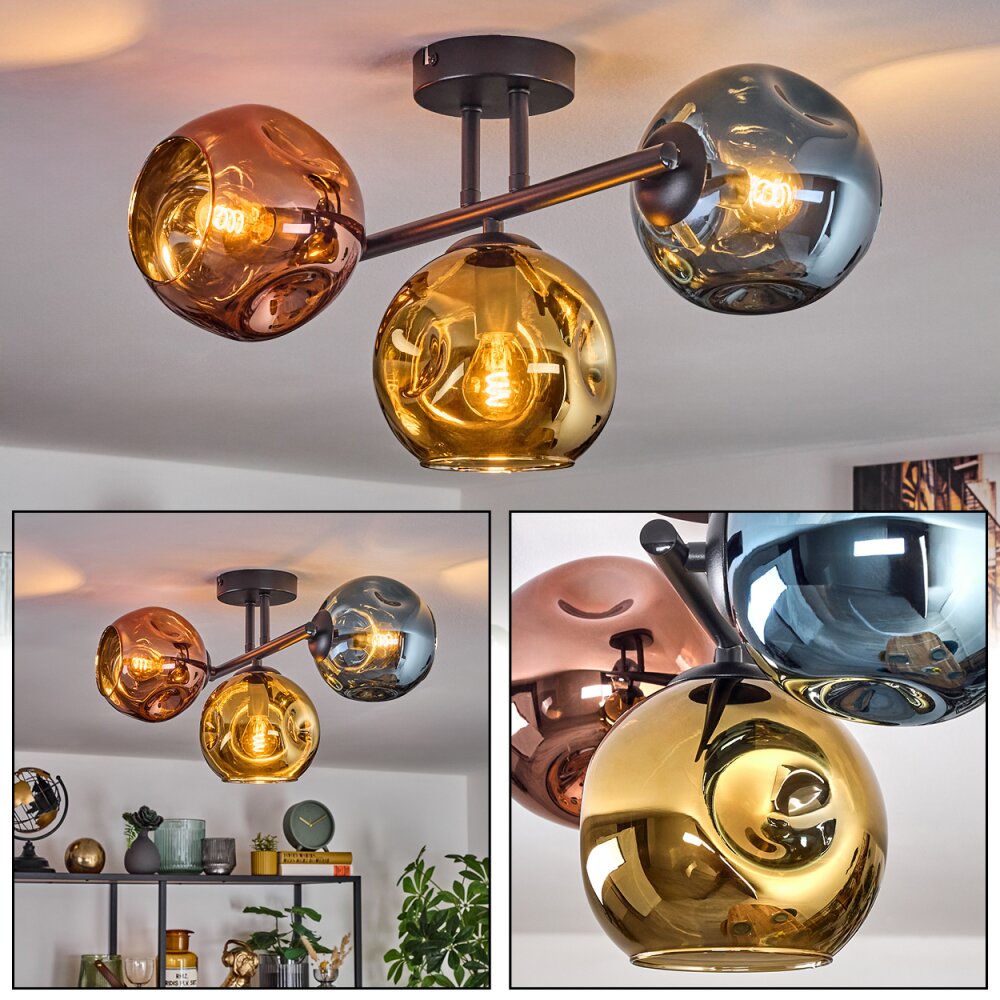 Ripoll Lampa sufitowa, Kula świetlna Niebeieski, Złoty, W kolorze miedzi, 3-punktowe main product photo