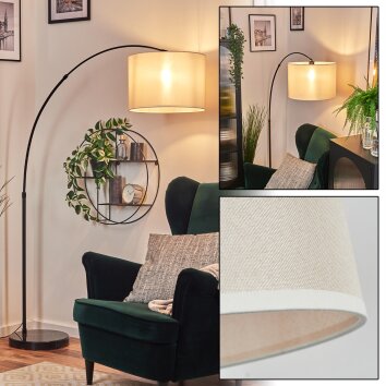 Bassagoda Lampa stojąca, Lampy łukowe Czarny, 1-punktowy, Klosz z tkaniny