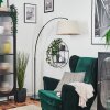 Bassagoda lampa stojąca, lampa podłogowa łukowa czarny, 1-punktowy, abażur z materiału