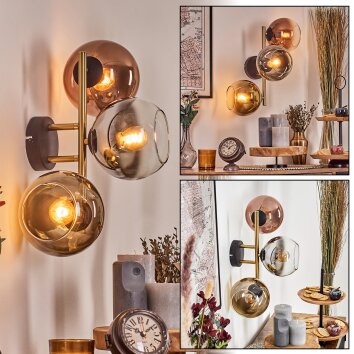 Koyoto Kula świetlna, Lampa ścienna Złoty, Czarny, 3-punktowe