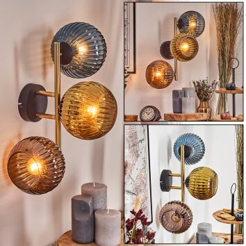 Koyoto Kula świetlna, Lampa ścienna Złoty, Czarny, 3-punktowe