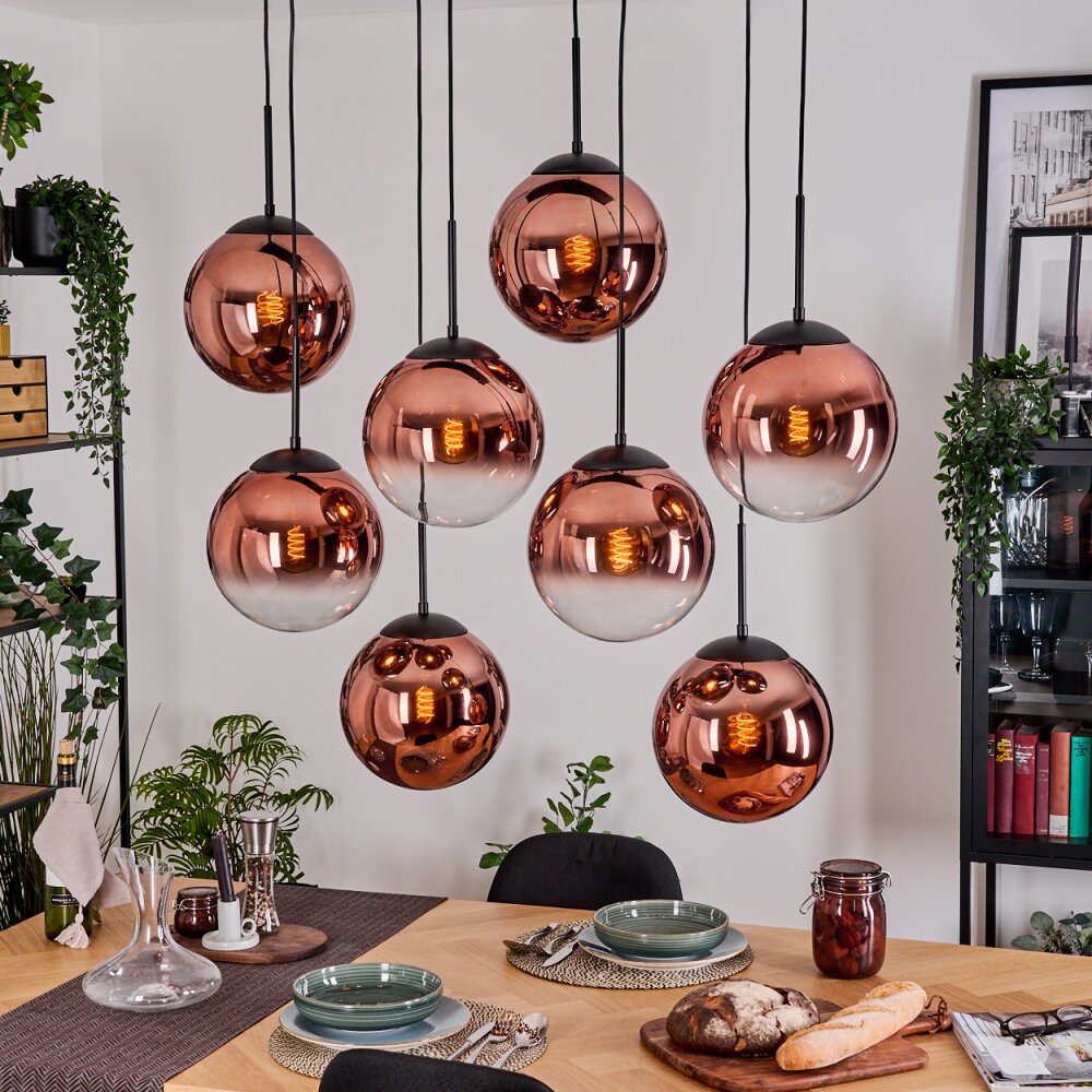 Gastor Lampa wisząca, Kula świetlna, Lampa wisząca Przezroczysty, W kolorze miedzi, 8-punktowe main product photo