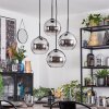 Koyoto lampa wisząca, kula świetlna, lampa wisząca kaskadowa chrom, przezroczysty, przydymiony, 4-punktowe