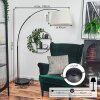 Bassagoda lampa stojąca, lampa podłogowa łukowa czarny, 1-punktowy, abażur materiałowy