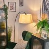 Bassagoda lampa stojąca, lampa podłogowa łukowa czarny, 1-punktowy, abażur materiałowy