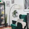 Bassagoda lampa stojąca, lampa podłogowa łukowa czarny, 1-punktowy, abażur materiałowy
