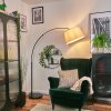 Bassagoda lampa stojąca, lampa podłogowa łukowa czarny, 1-punktowy, abażur materiałowy